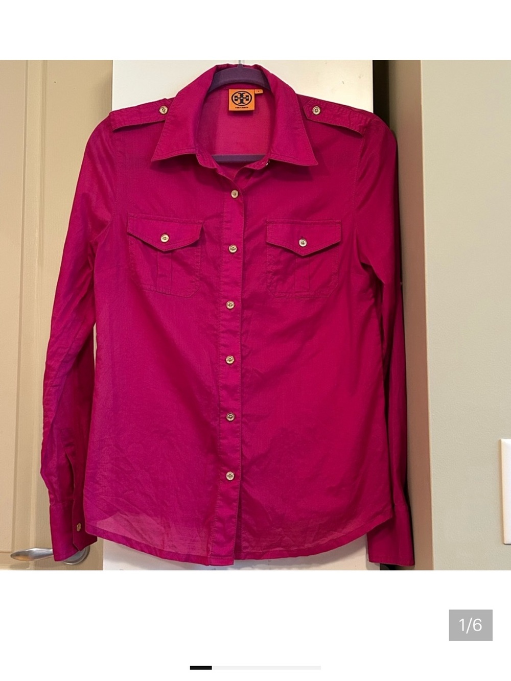 Tory Burch Women's Fuchsia Button-Up